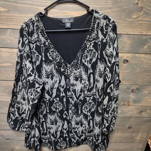 METRO 22 WOMENS BLOUSE SIZE 3X BEADED